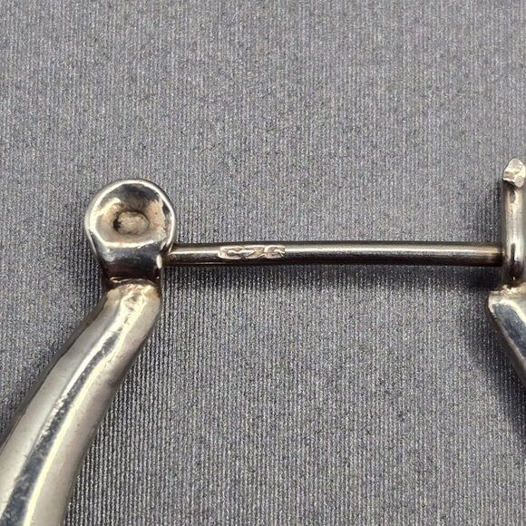 VTG Sterling Silver 925 Puffy Hoop Earrings 1.25" Knot Detail Hinged Closure - Picture 3 of 9